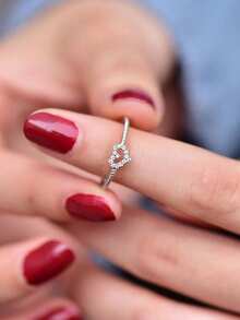 1 pieza Anillo de circonita cúbica de moda para mujer, regalo del Día de San Valentín, joyería para fiesta de aniversario de boda - 1# - Ver 5