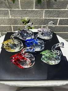 1/2/5/6PCS,Set Of 2 Crystal Swan Figurines Collectible Glass Animal Ornaments Pair Swans Home Living Room Bedroom Decor Sparkling Crystal Gift Ideal Swan Deco Figurine Crystal Figurines Swan Cake Toppe Glass Decor Back School Season Travel Season - Swan - View 9