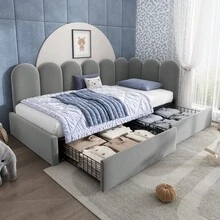 Sofa Bed Frame - Grey + Velvet + 90cm*190cm - View 8