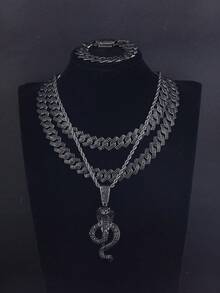 Collar con colgante de serpiente negra, joyería de moda callejera hip hop, regalo de cumpleaños, accesorio de fiesta - Negro - Ver 1