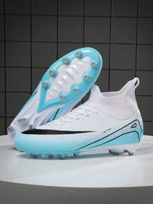 New Arrival Football Shoes Recommended For Men And Teenagers, Sports Soccer Shoes With Long Studs, Non-Slip, For All Seasons, Suitable For Daily Grass Football Training And Matches - White - View 1