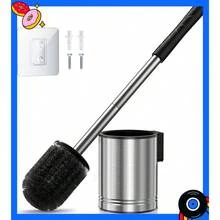 Toilet Bowl Brush Set: Compact Space-Saving Design With Hidden Holder For Small Bathrooms, Apartments & RVs - Bathroom Cleaning Accessories - Rustproof Toilet Scrubber Cleaner Kits Silver - Default - View 1