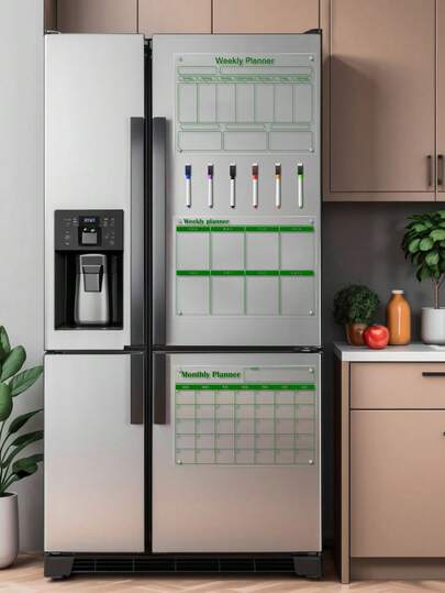 1 Set Multi-Color Magnetic Acrylic Fridge Magnets, Dry Erase Reusable Weekly Planner, Meal Planner, Acrylic Magnetic Whiteboard, Transparent Memo Board, Acrylic Message Board, Reusable Writing Board (Includes 6 Whiteboard Markers)