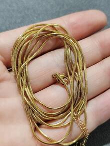 MECYLIFE 1 Pieza Collar Largo De Cadena De Serpiente Personalizado De Acero Inoxidable Extra Largo, Se Puede Usar En Doble Capa - Amarillo Oro - Ver 5