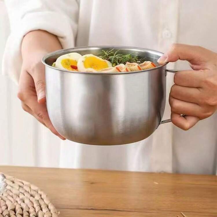 带盖不锈钢碗，汤碗，学生午餐盒，食堂碗，方便携带，也可用于露营 - 彩色 - 查看 4