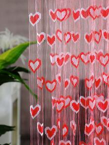 1pc Cute Romantic Dual-Color Heart String Tassel Curtain, 39.37in X 78.74in, Decorative Curtain, Suitable For Kindergarten Decoration - Bright Red - View 3