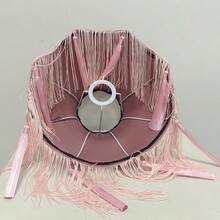 优雅公主灯罩，复古蓝/粉/橙/黑丝绒流苏灯罩，流苏装饰灯罩（仅灯罩，不含灯座） - 粉紅色流蘇公主燈罩 - 查看 11