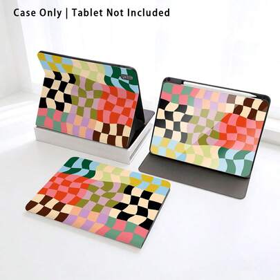 1pc Flip Cover Desk Protector With Pen Slot, Colorful Plaid Pattern, Compatible With Huawei Matepad SE 11in/Matepad Pro 11in/Matepad 11.5in 2026 And More, Honor Pad 8/9/10, Honor GT 11.5inch/X7/X8A/X9/X8Pro/X9Pro/X10 PRO/V9/V8 Pro And More, S11/A11/A11+ And More, Apple, And More, Auto Sleep/Wake Function, Suitable For Back To School, Valentine's Day