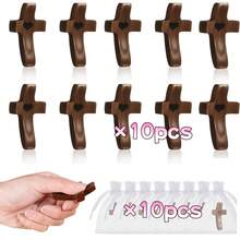 10 Peças Cruz de Madeira de Bolso Fidget com Sacolas de Organza, Alívio de Estresse Cruz do Meu Coração para Presentes Religiosos Cristãos do Dia da Páscoa, Presentes de Batismo - Multicolorido - Visão 10