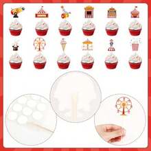 48 Pack Circus Cupcake Toppers Circus Tent Clown Hat Trick Cupcake Picks For Carnival Theme Party Baby Shower Birthday Party Decoration Supplies - Travel - View 7