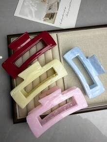 4pcs Women's Fresh & Sweet Hair Clips, Marble Pattern Hair Claw, Casual ABS Plastic Hair Claws, Suitable For Spring And Summer - Multicolor - View 2