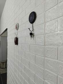 1/10 piezas Paneles de pared de ladrillos 3D blancos autoadhesivos, pegatinas de pared de espuma para decoración del hogar, revestimiento de pared impermeable de fácil desprendimiento y pegado, aspecto de ladrillo realista para sala de estar, dormitorio y cocina, construcción ligera, perfecto para proyectos de mejora del hogar DIY, insonorización y fácil de limpiar, transforma las paredes de manera rápida y asequible, ideal para paredes de acento - multicolor - Ver 4