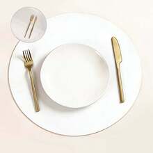 双面防滑PU隔热垫桌垫耐热餐垫饮料杯垫厨房餐具沥水垫可水洗桌面垫适用于节日用餐和厨房餐桌羽毛图案 - 白色 - 查看 5