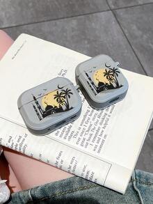 Middle Eastern Mosque & Palm Tree Print Compatible With Airpods Case, Matte Gray Shockproof Protective Cover Compatible With Airpods 1/2/3/Pro, Festival Aesthetic - Grey - View 4