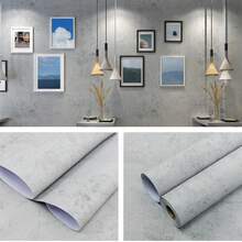1 Roll Self-Adhesive Wallpaper With Concrete Pattern, Decorative Vinyl Peel And Stick, Suitable For Kitchen, Doors, Tables, Home Decor DIY Transformation Contact Paper - White - View 14