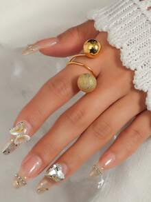 Anillo abierto con diseño de bola - Amarillo Oro - Ver 7