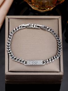 1件时尚百搭粗链水钻手链，奢华小众设计精致通勤饰品 - 手鍊 - 查看 2