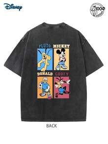 [Disney Authorization]Disney Mickey Mouse, Donald Duck, Goofy, And Pluto Graphic Print T-Shirt Made From 100% Cotton,Graphic Tees Men,Men's Summer Wear,Retro Mickey And His Friends' T-Shirts, Disney Theme Park T-Shirts, Suitable For Gatherings, Daily Wear, And Vacations, Streetwear - Noir - Voir 2