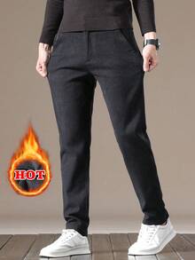 男士松紧腰斜插口袋休闲裤 - 黑色 - 查看 4