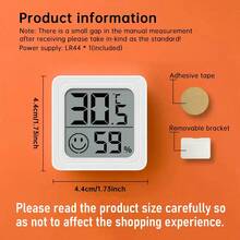 2 piezas Termómetro digital compacto mini e higrómetro, monitor de humedad de alta precisión con pantalla LCD, termómetro e higrómetro de temperatura y humedad interior y exterior con alimentación por batería para el hogar, habitación de adolescentes, jardín, coche - Blanco - Ver 8