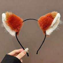 Halloween Animal Ear & Tail Set, Anime Cat Ear Headband, Cat Ear Headband, Fox Tail Accessory, Cosplay Props, Handmade Realistic Cat Ear Headband, Bells Collar - Multicolor - View 5