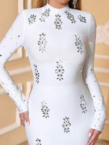 Elisanya LOVE Aing 女士优雅奢华正式晚礼服，饰以水钻，长袖鱼尾款式，适合宴会、盛会、婚礼宾客、红毯春季派对等场合。 - 白色 - 查看 14