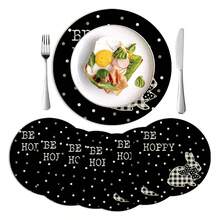Easter Egg/Bunny Place Mat Creative Spring Round Dinner Table Mat For Home Kitchen Decor - 黑色 - 查看 4