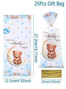 25/50个蓝色小熊婴儿派对回礼袋和糖果袋，可爱蓝色小熊设计甜点袋，适用于性别揭晓派对、婚礼、生日派对礼物包装、一周岁生日派对桌面装饰糖果袋、蓝色小熊主题生日派对中心装饰品、蓝色小熊包装、蓝色小熊装饰、婴儿派对回礼、婴儿派对装饰、性别揭晓派对装饰、婚礼装饰 - 藍色小熊 - 查看 12