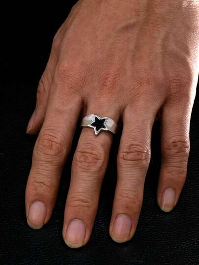 1 Stück minimalistischer geometrischer Stern Design Ring, geeignet für den täglichen Gebrauch von Männern