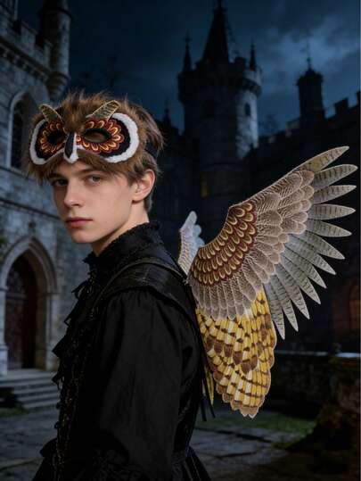 Bộ trang phục mặt nạ cánh cú, cánh chim đại bàng, trang phục Halloween, lễ hội hóa trang, đạo cụ trang trí sân khấu biểu diễn COSPLY