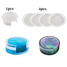 5件套DIY圆形/方形杯垫硅胶模具，环氧树脂杯垫收纳盒树脂模具，手工树脂杯垫浇铸模具，石膏模具，带杯垫架的环氧树脂模具，DIY杯垫硅胶模具浇铸模具 - 矽膠模具 - 查看 13