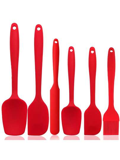 6pcs High Heat Resistant Silicone Baking Tool Set - Spatula And Basting Brush Combo - Non-Stick Easy Clean Kitchen Utensils For Cooking, Grilling, Cake Decorating