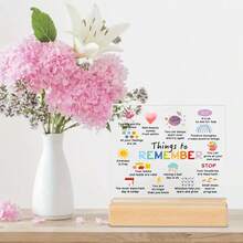 1 pieza Decoración motivacional de salud mental - Tablero de recordatorio de afirmación positiva y autocuidado, con base de madera, adecuado para oficina relajante, aula, decoración de escritorio del hogar - No se necesita electricidad, letrero acrílico fácil de limpiar, aplicable para asesoramiento, aula, lugar de trabajo - Pantalla de cita inspiradora plana 2D - Multicolor - Ver 3