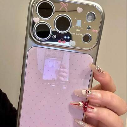 Ốp điện thoại chấm bi hồng dễ thương, phù hợp với 17 Pro, 16 Pro Max, 15, 17, 14 PM, Minimalist 13, Korean Style 16, bảo vệ toàn diện.