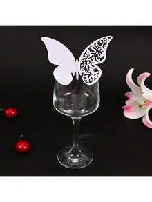 10pcs/20pcs/50pcs Butterfly Shaped Paper Cup Cards, Hollow Wedding Paper Cup Cards, Display Cards, Decorative Paper Cards, Hollow Party Wedding 3D Paper Cup Cards, Deep Purple Butterfly Wall Sticker Display Cards Suitable For Wedding, Christening Gift Boxes - Cute Party Decorations And Guest Favors - Multicolor - View 1