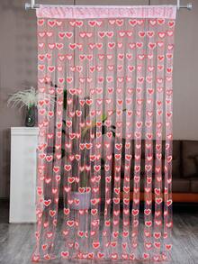 1pc Cute Romantic Dual-Color Heart String Tassel Curtain, 39.37in X 78.74in, Decorative Curtain, Suitable For Kindergarten Decoration - Bright Red - View 1