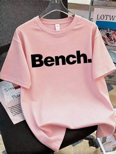 Teens' Minimalist Letter Print Oversized Short Sleeve T-Shirt, Casual Minimalist Design, Suitable For Boys And Girls For Daily School, Party, Music Festival, Vacation, Commuting, Suitable For Spring And Summer