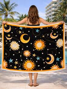 BASSI BRASIL ESTAMPARIA DIGITAL Women's Tropical Beach Cover-Up - Brazil Collection - Holidays, Party, Elegant, For Going Out - Composite Fabric - Beach Cover-Up - Beach, Holiday, Wedding, Vacation, Bachelorette Party, Trip, Summer - 星星 - 查看 3