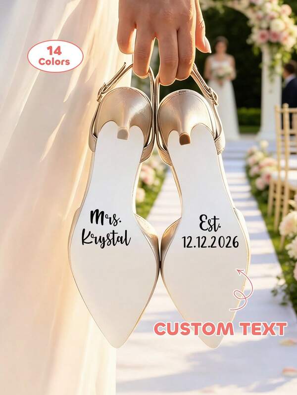 1/6/12pcs Custom Wedding Shoe Decal,Customize Text,Surname & Date Bridal Shoe Sticker,Personalized Wedding Name And Date Bridal Shoe Decal