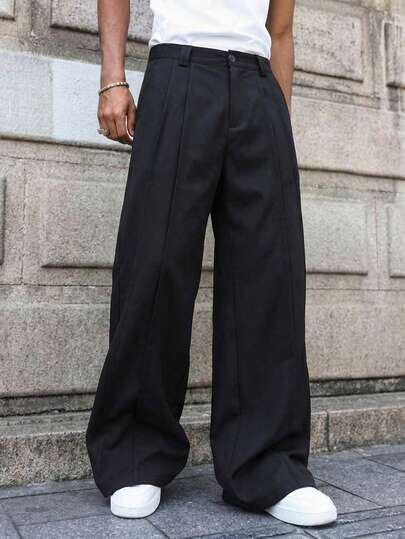 复古美式宽松阔腿裤，男士休闲街头风长裤