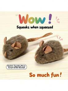 逼真喵叫老鼠猫玩具，非电动毛绒小老鼠，宠物自娱自乐玩具，缓解无聊，新款猫草老鼠玩具，幼犬，猫咪，宠物，狗狗礼物，快乐小狗 - 彩色 - 查看 3