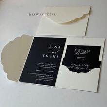 20/10张三折口袋式婚礼请柬 + 火漆封口信封，订婚、15岁生日、洗礼简约邀请卡，DIY邀请函，5*7英寸邀请函，口袋式邀请函，定制邀请函，新款信封 - 白色 - 查看 5