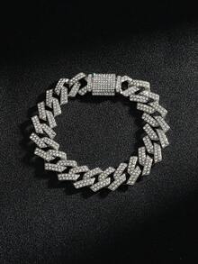 镶满水钻的充电式链项链 - 3D立体设计，嘻哈配饰 - 銀色 - 查看 3