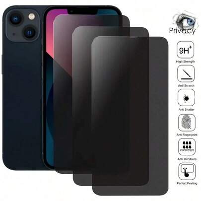 3 Piecestempered Glass Screen Protector, Personal Use, Compatible With IPhone 17/11/12/13/14/15/14-15 Plus, Anti Peeping Glass Screen Protector Is Waterproof, Shockproof, Anti Drop, Anti Scratch, Suitable For Daily, Office, And Home Use, Waterproof, Shockproof, Anti Drop, Anti Scratch, [Easy To Install] [No Bubbles]