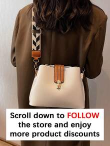 Bolso de hombro tipo cubo de estilo retro, de diseño exclusivo, de unicolor, minimalista y ligero, con correa de hombro ajustable. Bolso de hombro con correa geométrica, adecuado para el trabajo, los desplazamientos, las salidas, las citas, las compras y como regalo. - Blanco - Ver 2