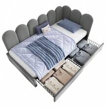 Sofa Bed Frame - Grey + Velvet + 90cm*190cm - View 11