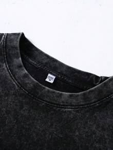 Classic Flying Eye Wings Graphic Men's 230g Combed Washed Cotton T-Shirt, Street  Short-Sleeve Top, American Dark Hardcore Style Apparel, Spring Summer Crew Neck Top, Suitable For Summer Daily Casual Wear - Black - View 2