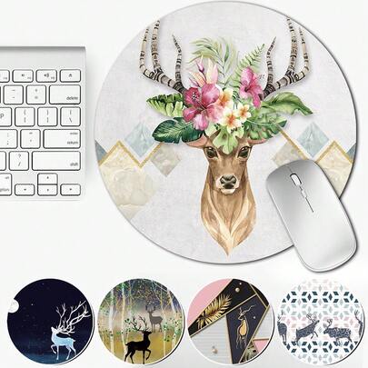 Creative Universal Anti-Slip Mouse Pad Computer Game Mouse Mat Small Pu Mouse Pad Easy To Clean Mat For Pc Laptop Desktop Desktop Accessories The Perfect Holiday Gift Deer Pattern