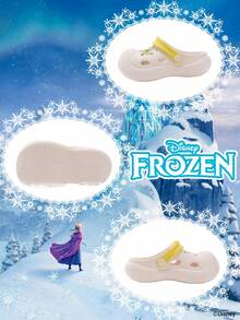 Disney 1 Pair Licensed Collaboration Kids' Breathable Sandals, Princess/Anna/Arendelle Princess Perforated Shoes, Suitable For Daily, Festival, Sports, Outdoor Wear, Comfortable, Non-Slip, Durable, Breathable - Yellow - View 4