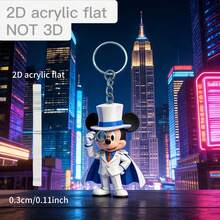 1个米奇老鼠2D平面设计钥匙扣，米奇身着西装，时尚百搭，适用于车钥匙、背包和手提包，多功能设计，是情人节、妇女节和斋月的完美礼物之选。 - 彩色 - 查看 5